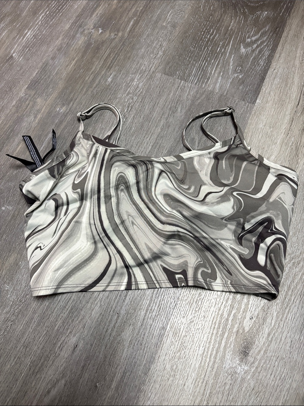 PINK Victoria's Secret Marble-Print Cropped Cami in Gray Tones